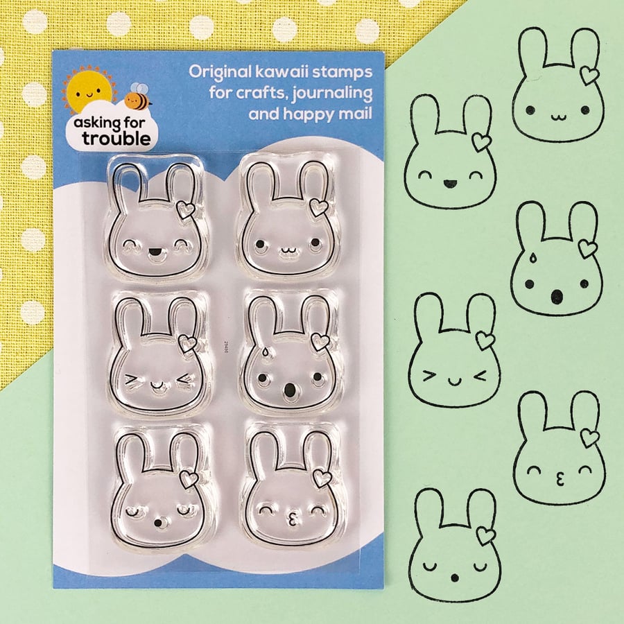 Kawaii Clear Stamps Set - Bunny Emotions