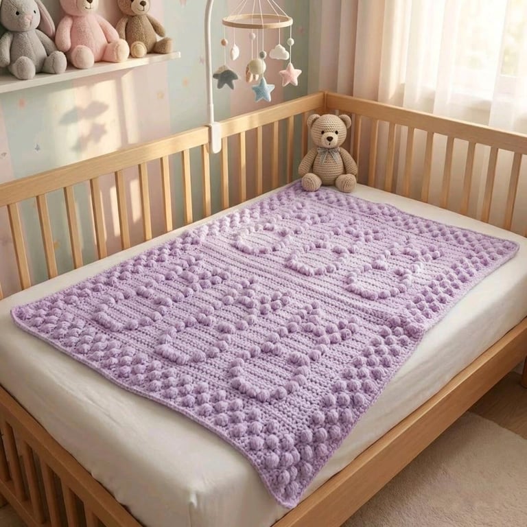 Crocheted Baby Blanket Lilac, Nursery Bedding, Snuggle Blanket, New Baby Gift