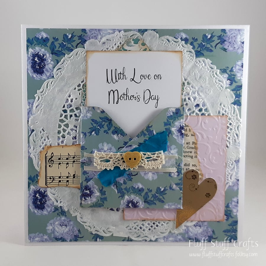 Handmade Mother's Day card - shabby chic collage