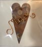 Mothers Day Card  - Wire written ‘Mum’ on Flame painted copper Heart
