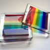 Pair of Fused Glass Rainbow Coasters