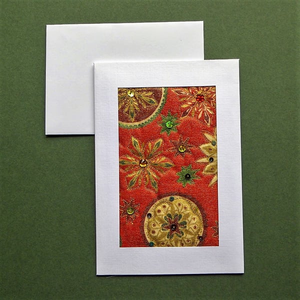 Individually Hand Crafted Textile Christmas Blank Card