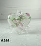 Pink and green heart fused glass pocket hug with stand 5x4.5cm (299) - Image 1
