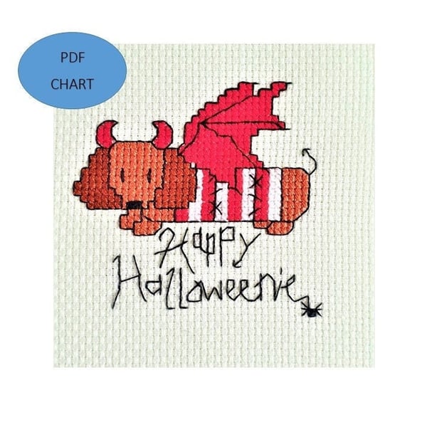 Halloween Dachshund Cross Stitch Pattern: (PDF download Pattern)