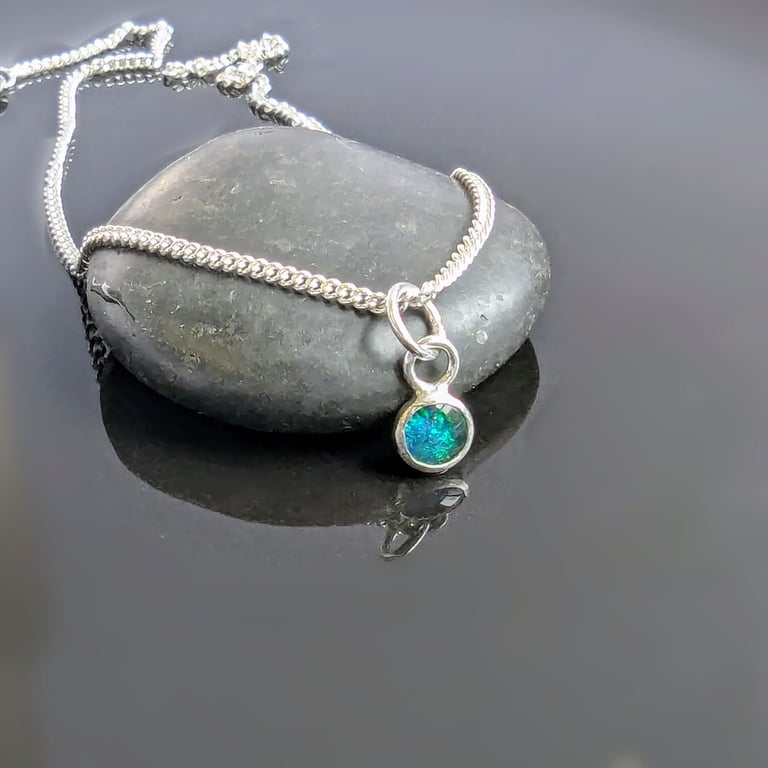 STERLING SILVER Opal Pendant, Handmade Urban Jewellery