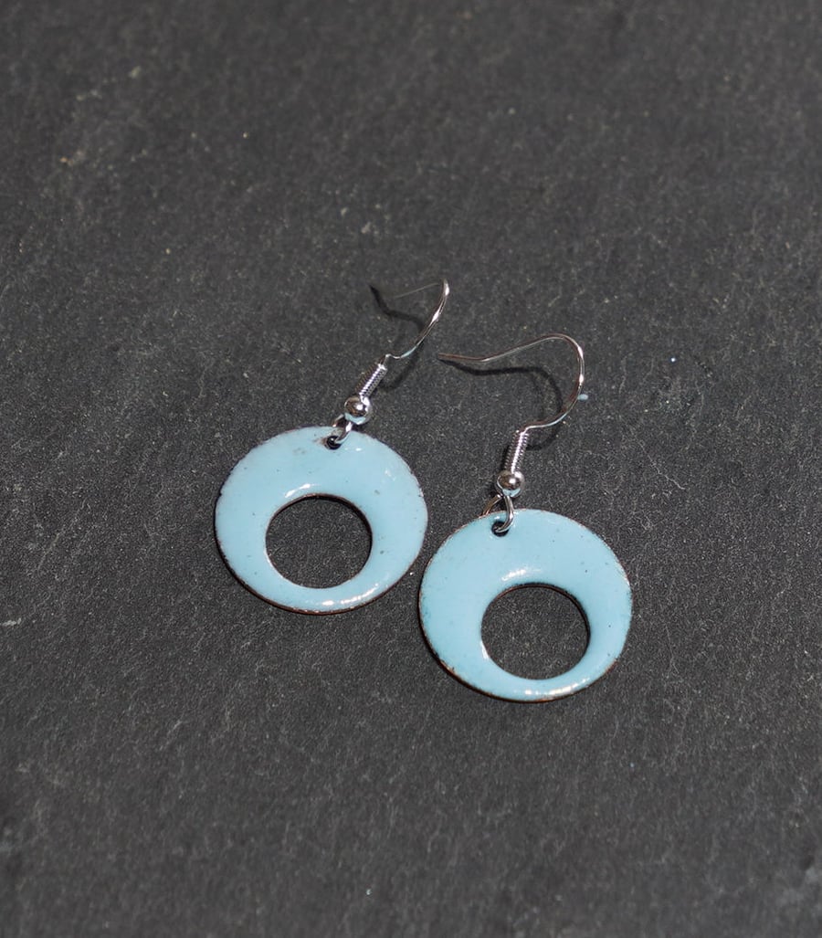 pierced circular enamelled earrings