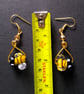 3D Lampwork Glass Bee Gold Plate Dangle Earrings - Image 3