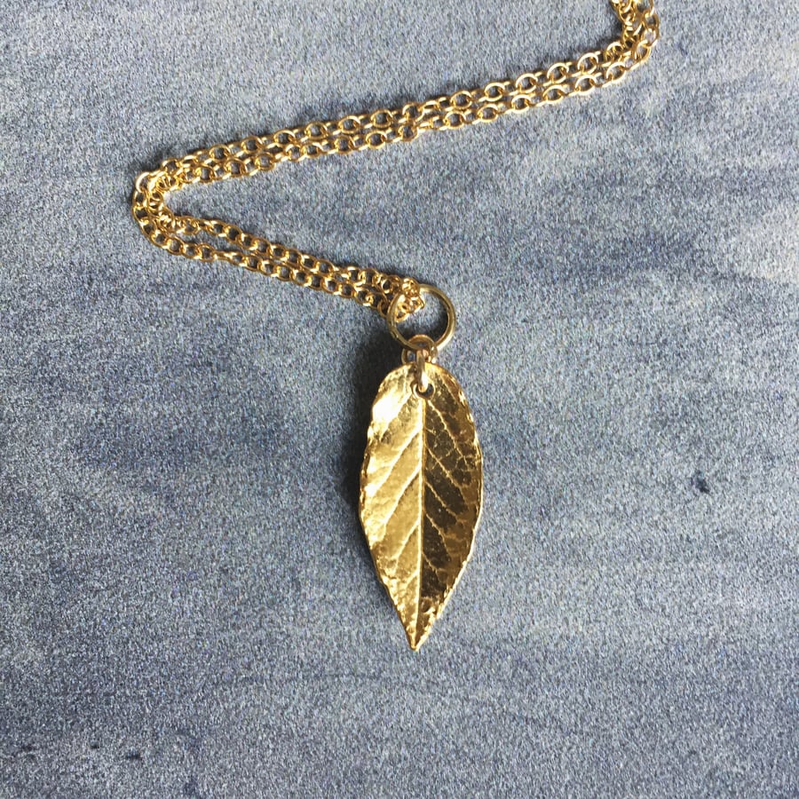 Gold leaf necklace -vermeil autumn leaf necklace 