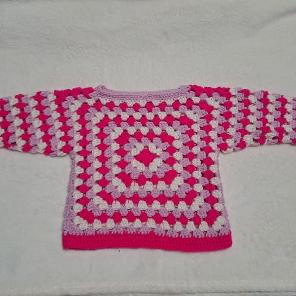 crochet jumper 6- 9 months pink andwhite