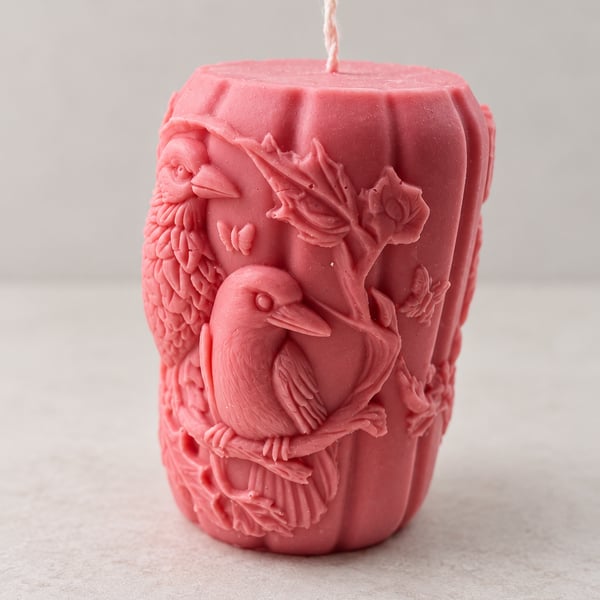 Pink Raven Soy Wax Candle-Handmade Gothic Bird Candle