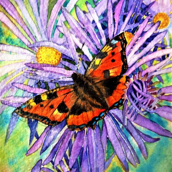 Butterfly Botanical Blank Greeting Card from Original Watercolour Painting