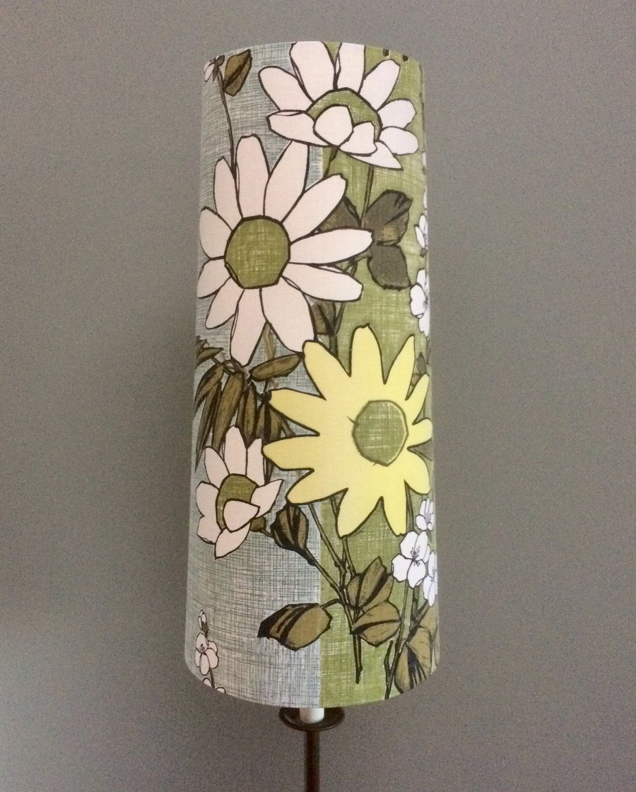 DAISY Tall RETRO CONEs 60s 70s Vintage Fabric Lampshade