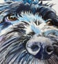 Small Watercolour Original Painting of Black Cockapoo Dog for 8" Frame