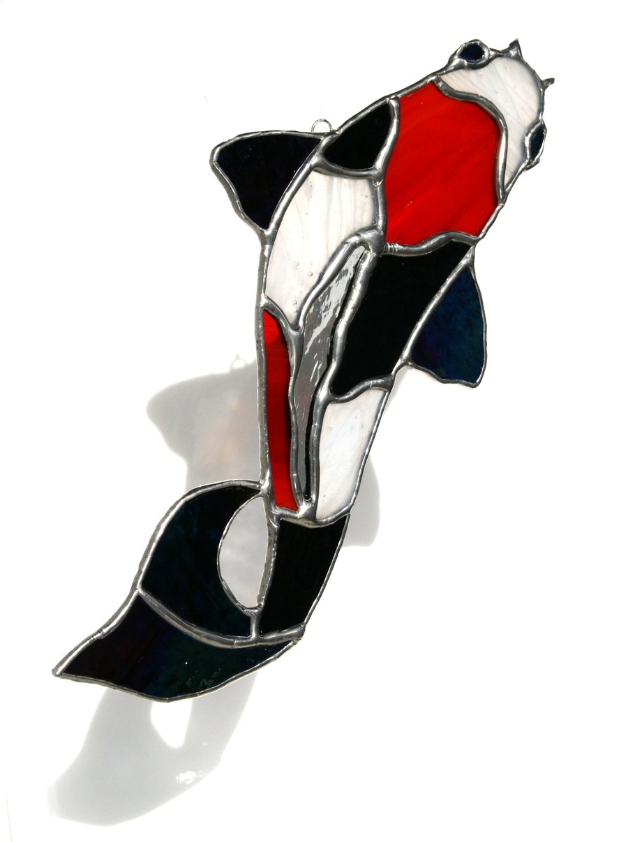 Stained Glass hanging Koi carp suncatcher. 