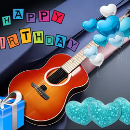 Happy Birthday Guitar Card A5