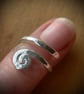 Unique Handmade Sterling Silver Single Spiral Ring with Hammered surface  - Image 6