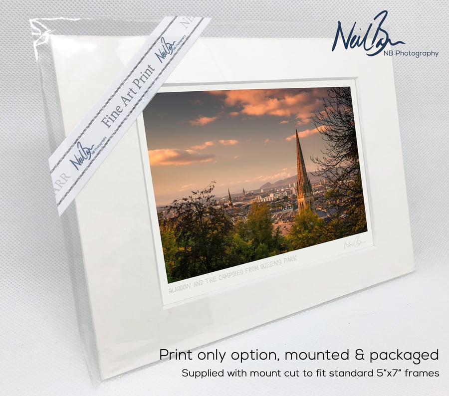 Glasgow and the Campsies from Queen's Park - A6 (7" x 5") Unframed Print