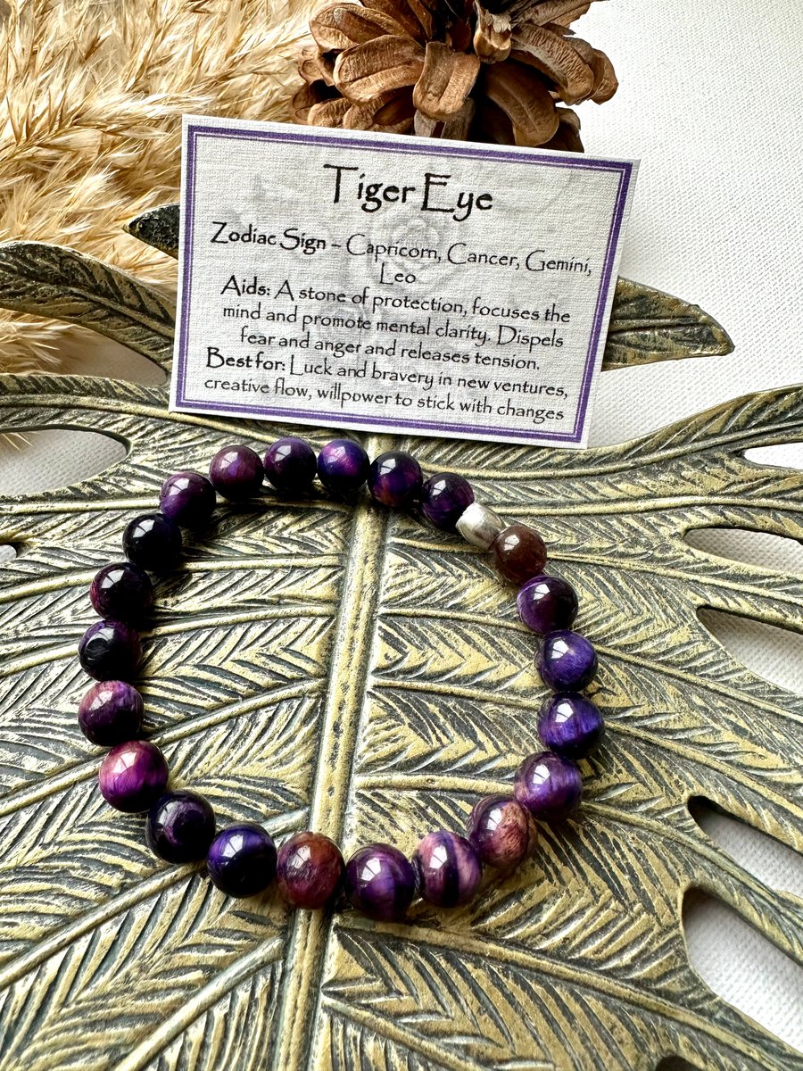 Purple Tiger Eye - Elasticated Bracelet 