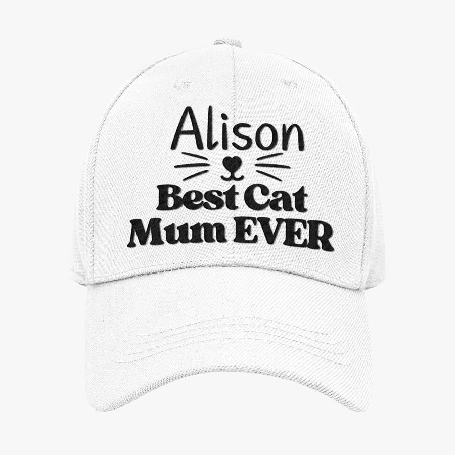 Personalised Best Cat Mum Ever Novelty Cap - Christmas Birthday mum Cap gift