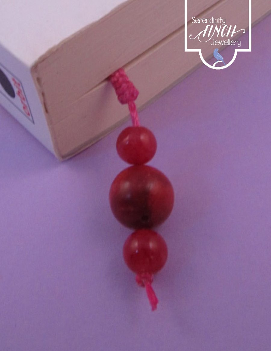 Pink Red Gemstone Macrame Bookmark