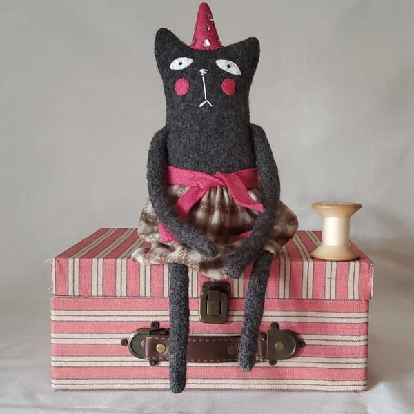 Primitive folk art cat doll