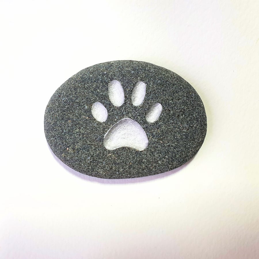 Pet Memorial Stone for Dogs Memorial Gift for Cats Silver Paw Pet Memorial Stone