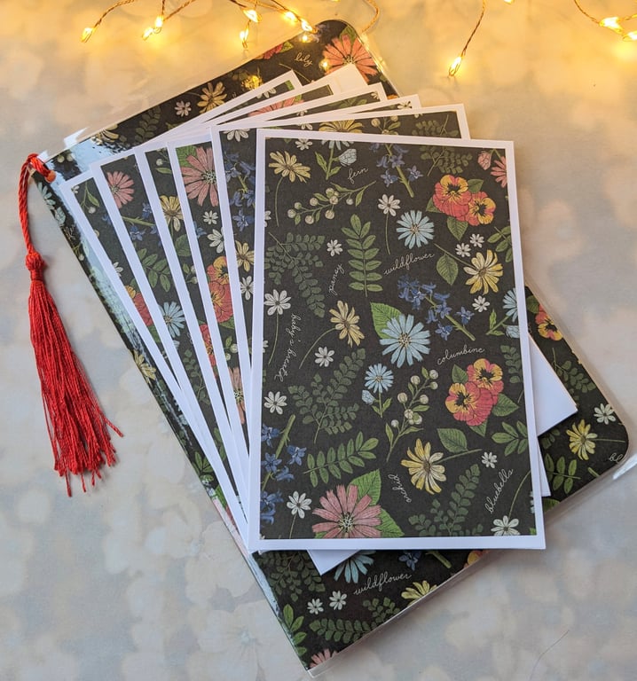Pretty wild flower note cards in matching folder.