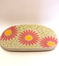 PINK DAISY DISH-HANDPAINTED STONEWARE CERAMIC - Image 1