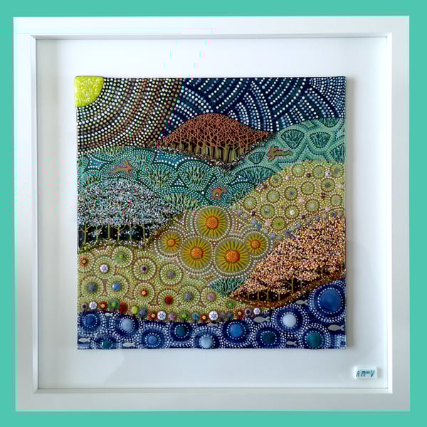 Handmade Fused Glass 'Three Hares' Picture.