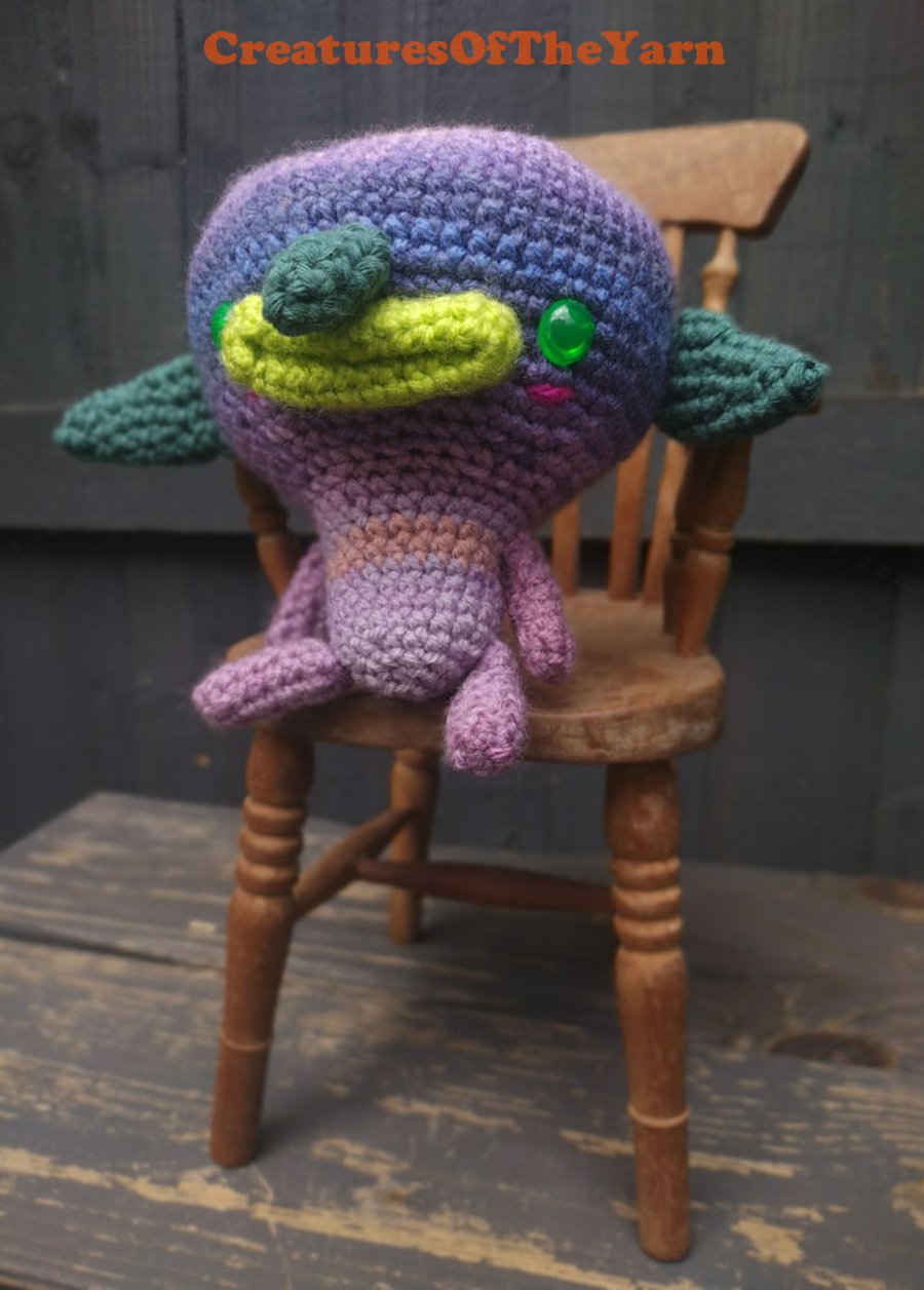 Purple Goblin crocheted  collectible companion creature