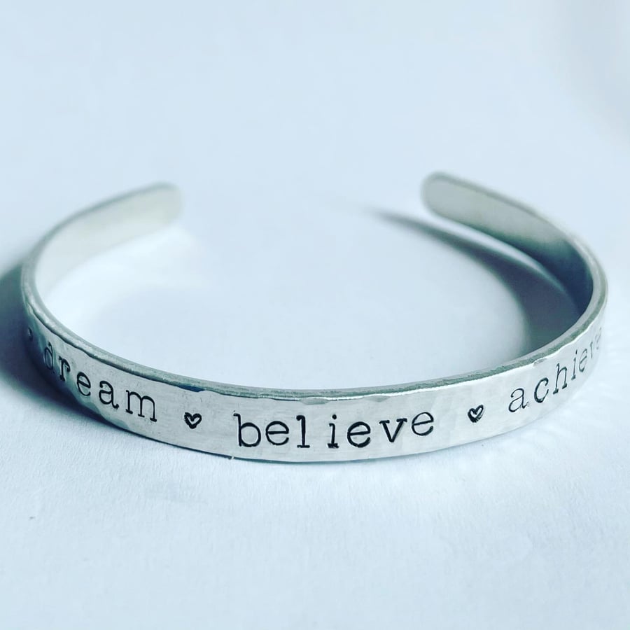 Stamped hammered cuff bangle