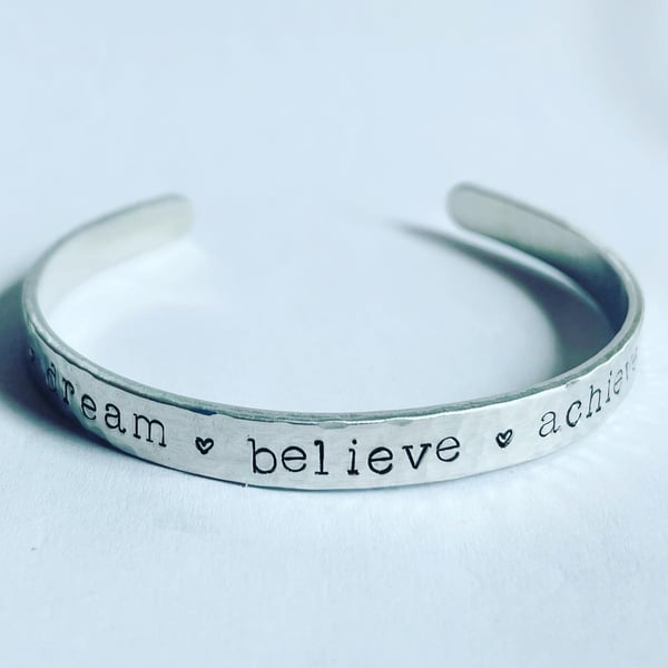 Stamped hammered cuff bangle