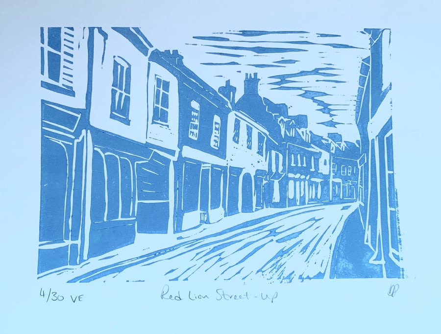 Aylsham Limited Edition Lino Print Red Lion Street Up