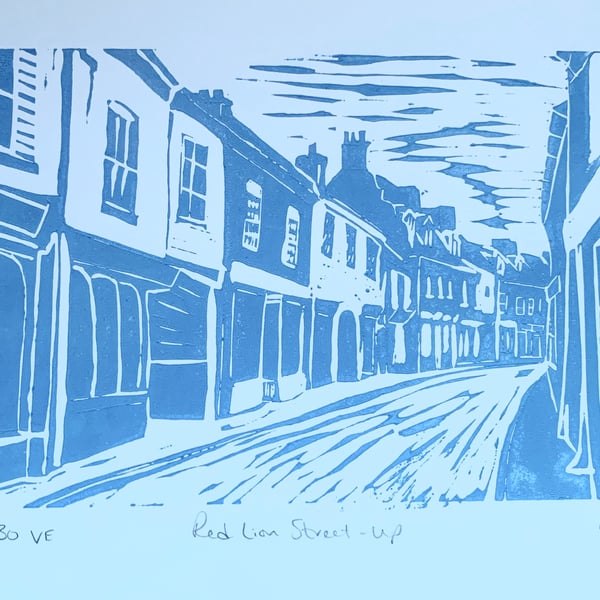 Aylsham Limited Edition Lino Print Red Lion Street Up