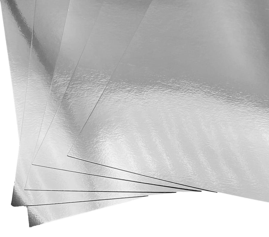 5 Sheets A4 Premium Mirror Card Double Sided 280gsm 103lbs Cover (Bright Silver)