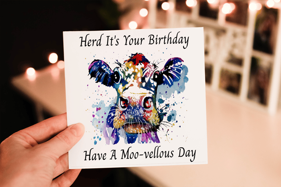 Herd It Was Your Birthday Cow Card, Friend Birthday Card, Cow Card for Birthday