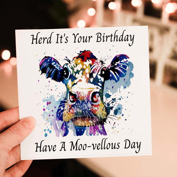 Herd It Was Your Birthday Cow Card, Friend Birthday Card, Cow Card for Birthday