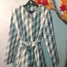 Handmade Blue and White Check  Polyester Fully Lined Ladies Jacket Size 12 to 14
