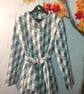 Handmade Blue and White Check  Polyester Fully Lined Ladies Jacket Size 12 to 14