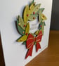 Handmade Traditional Christmas Wreath Card – Red & Gold Bow  - Image 2
