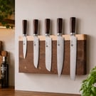 Handmade Wooden Magnetic Knife Block - Solid Wood Kitchen Knife Holder - Made in