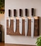 Handmade Wooden Magnetic Knife Block - Solid Wood Kitchen Knife Holder - Made in - Image 1
