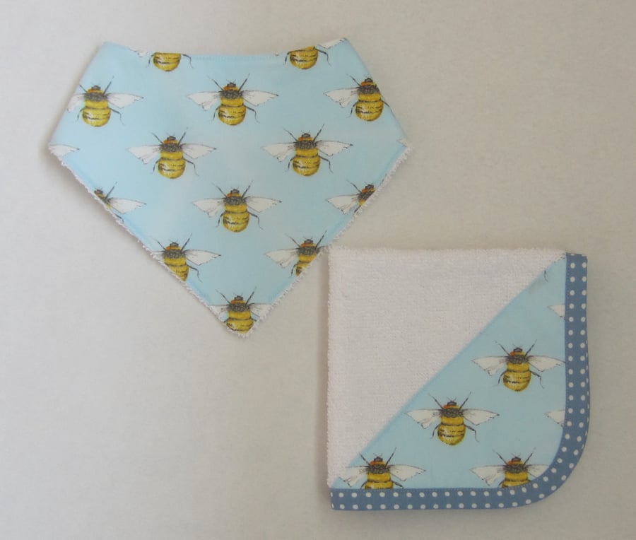 Bee Baby Bandana Bib and Dribble Cloth Set