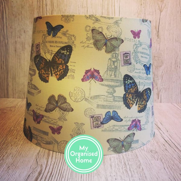Handmade empire shape lampshade - ceiling or table lamp - Butterflies - conical 