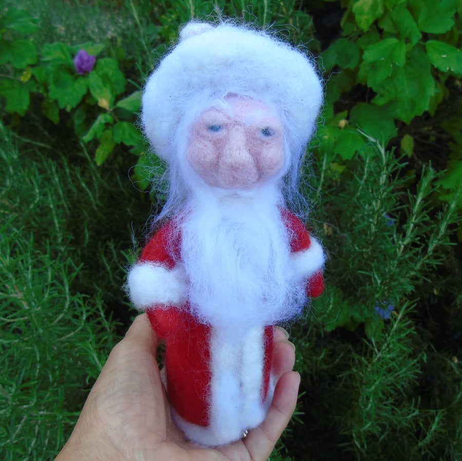 Needle felt Santa decoration - Father Christmas snow scene
