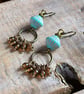 Bohemian Cluster Earrings. Turquoise & Amber Czech Glass Earring. Autumn Earring - Image 4