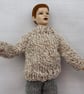 Tiny knitted tweed sweater jumper in miniature 12th scale for the dolls house
