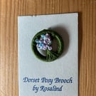 Dorset Posy Brooch, Dark Green with Pink and Blue Flowers, P14