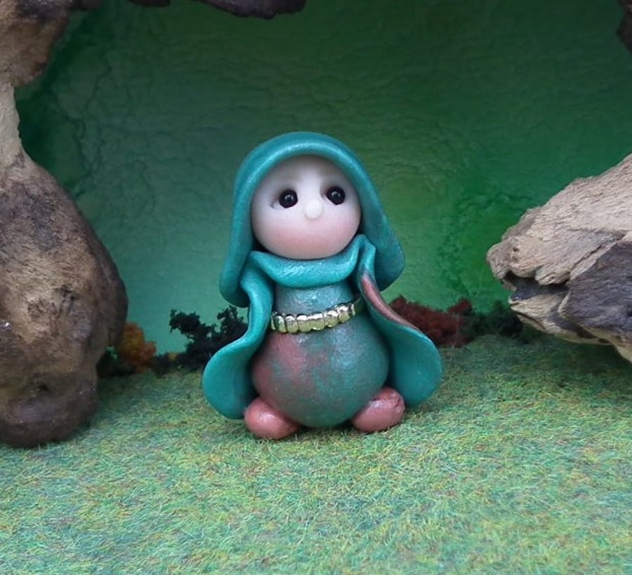 Tiny Garden Gnome 'Ken' 1.5" OOAK Sculpt by Ann Galvin