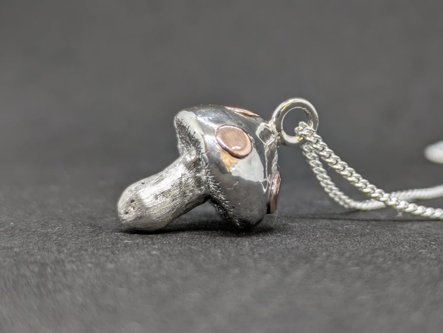 Toadstool pendant, Handmade silver silver toadstool necklace